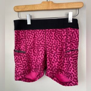 Lululemon Pink Leopard Print Biker Shorts